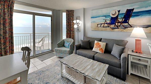 North Tower 2BR Oceanfront Standard Room 802 living room