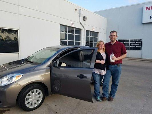 Thank you to my friends and congratulations on their newly purchased 2014 Nissan Versa.