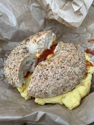 Egg and Cheese in a bagel