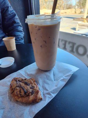 Cookie croissant and iced mocha