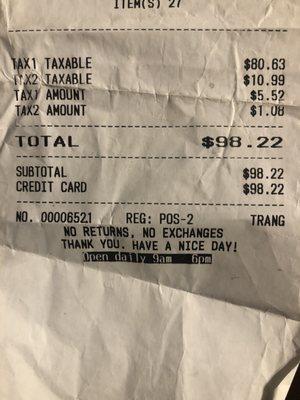 Receipt tax 1,2 and 3