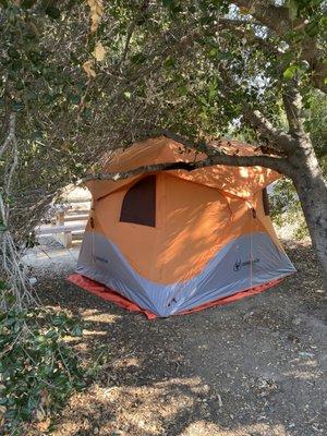 my gazelle tent. 8x8 (64 sq ft) lots of room for a solo camper like myself