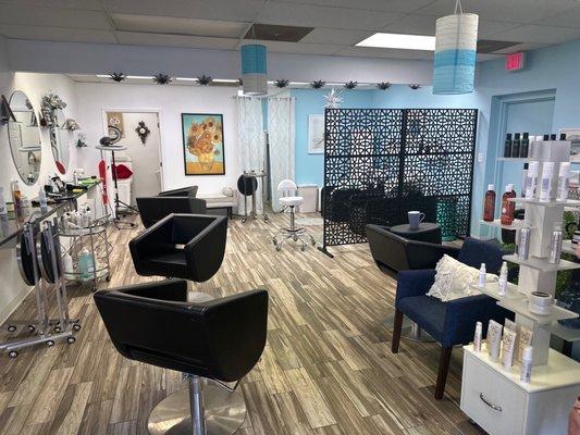 This is the interior of the new in expanded salon.