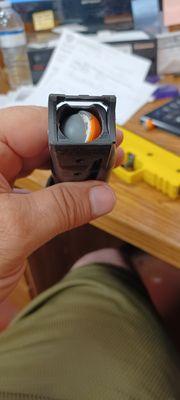 Pepper ball cracked open inside the magazine while in the launcher that I was carrying.