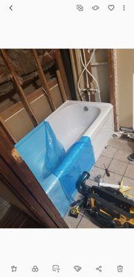 Tub installed.