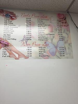 Nails price list