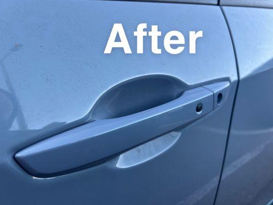 Door handle before and after paint