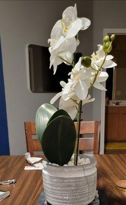 The faux orchid.  (Note i need to fix the vase)