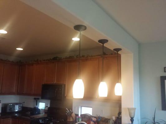 3 pendant lights installed.