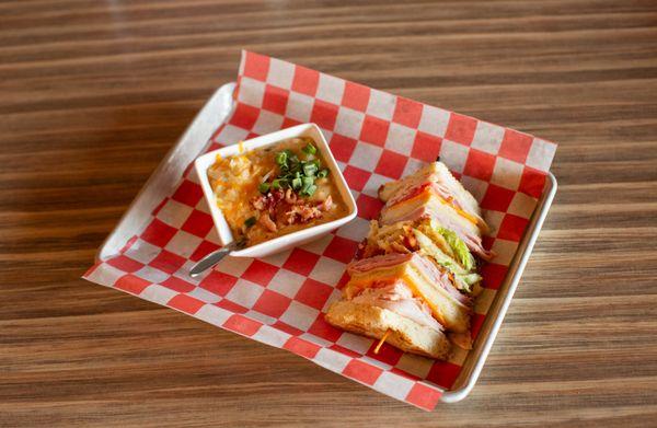 1/2 club sandwich & a cup of soup from the pick two $10 lunch menu!