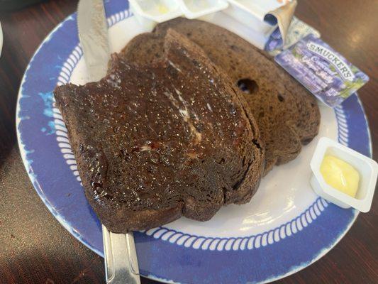 Dark brown rye toast