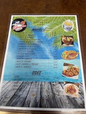 seafood menu