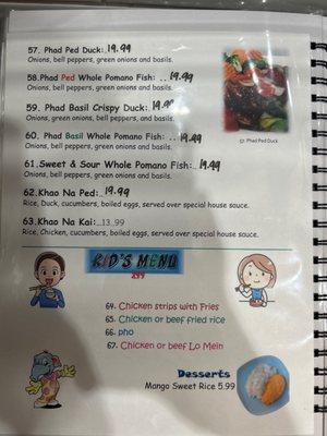 More specials and kids menu