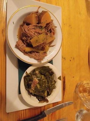 Pot roast and greens