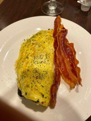 Spinach and Mushroom omelet. Plus some good old pig sticks!