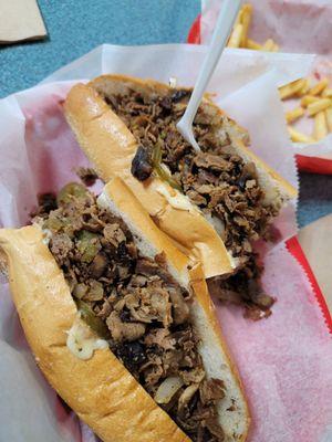 Large mushroom Philly with jalapeños added