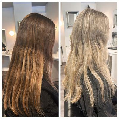 From brown to blonde in one session