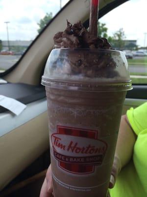 Large Frozen Hot Chocolate from Morse Rd. Tim Horton's. Look how high they stacked this chocolatey goodness!