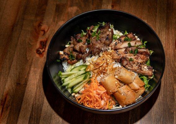 Build your own Vermicelli Bowl - vermicelli with BBQ Pork and Lemongrass chicken.