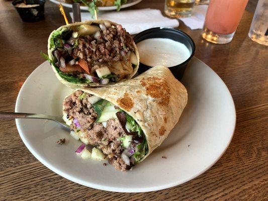 Cheeseburger Salad as a wrap -- tasty and filling