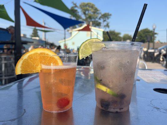 Aperol spritz and blueberry mojito