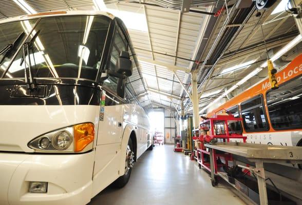 City buses being serviced in our service area