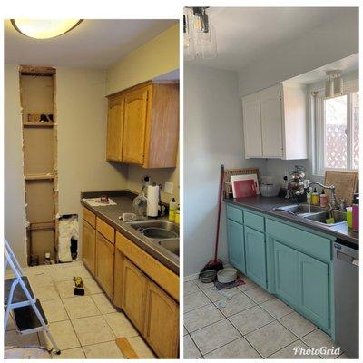 Before after of our kitchen cabinets.