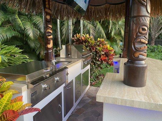 Close up of Tiki hut appliances and gorgeous stonetops!