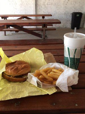 Burger, Fries, and a Dr. Pepper