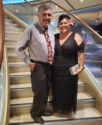 Seraphina Mesh Gown was perfect for the dress-up night on our anniversary cruise vacay! This dress is so flattering!