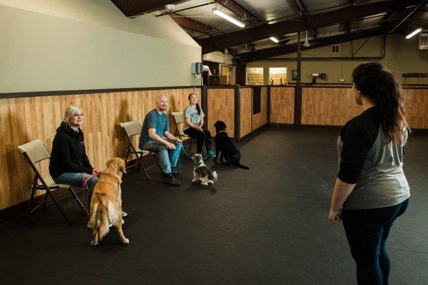 Group Classes are designed to be a fun and safe environment for you and your dog to learn how to work together as a team!