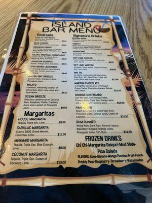 Drink menu