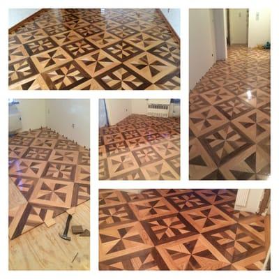 Custom Design Hardwood Parquet Manufactured & Installed by professional contractor from Wood Flooring USA