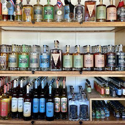 The selection of spirits behind the bar.