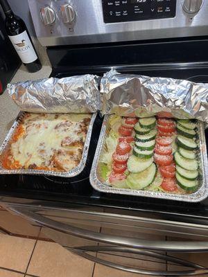 Chicken Parmesan and salad