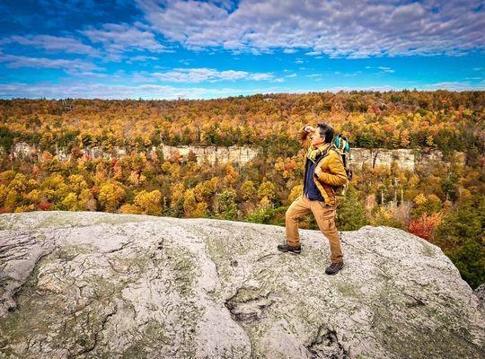 Trying a different hiker's pose. "Almost there!!!"