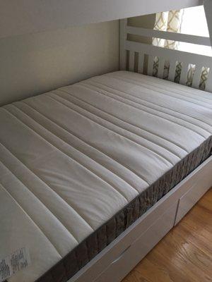 White bunk bed (full & twin) close up MATTRESS FROM IKEA TWO DRAWERS ON THE BOTTOM