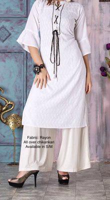 White - full chikankari