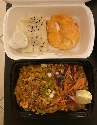 Sweet Sticky Rice w/ Fresh Mango & Chicken Pad Thai