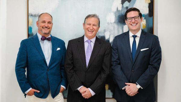 The three plastic surgeons at Wilmington Plastic Surgery, Dr. Morgan, Dr. White, and Dr. Glener.