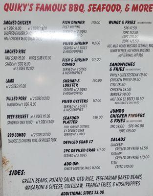 Menu attached to the exterior of the building.