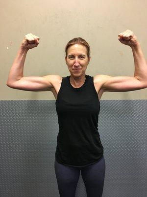 My badass client and her guns: Des and Troy.