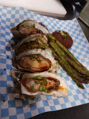 Grilled oysters