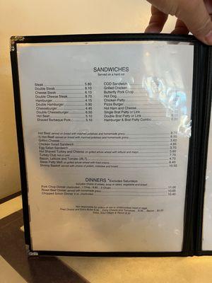 Sandwich Menu