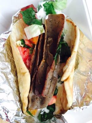 Another view of this nasty Skimpy Gyro! Not worth $7.00 buck! Although the price on the board says $5.99!