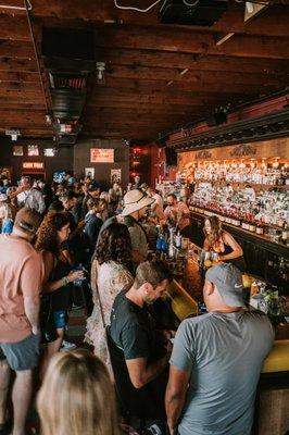 Shot of a busy bar.