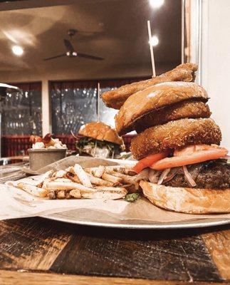 The Triple Burger and fries.