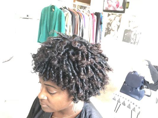 Rod set on natural hair