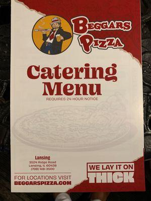 Catering menu cover