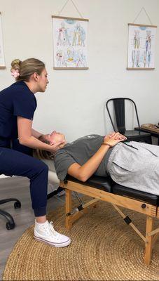 Full spine, manual chiropractic adjustments available